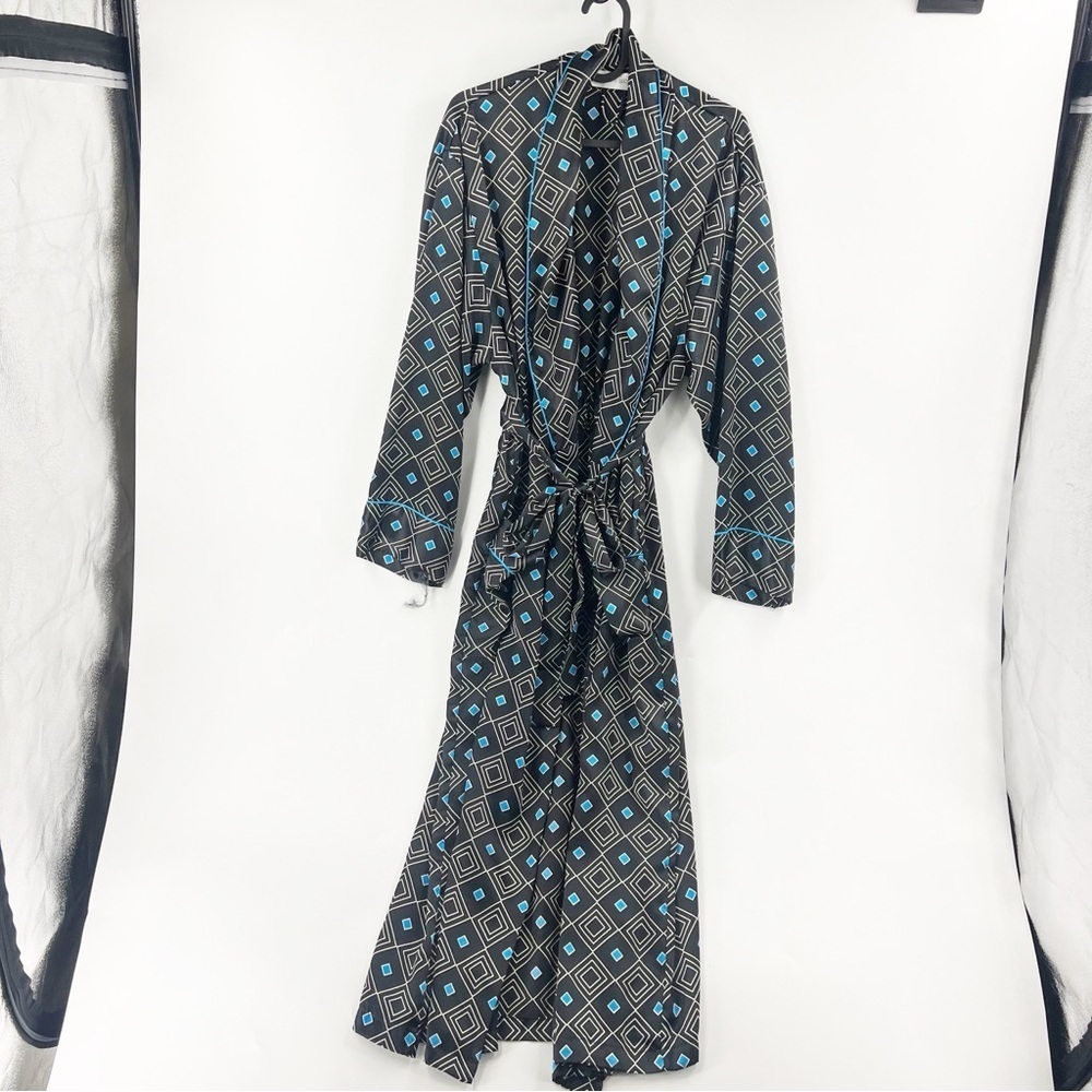 ✅ Victoria's Secret Diamond Print‎ Lounge Belted Robe MAXI Satin Silky SIZE XS/S